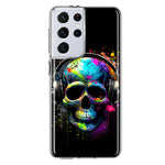 Samsung Galaxy S21 Ultra Fantasy Skull Headphone Colorful Pop Art Hybrid Protective Phone Case Cover