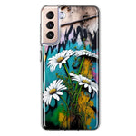 Samsung Galaxy S21 White Daisies Graffiti Wall Art Painting Hybrid Protective Phone Case Cover