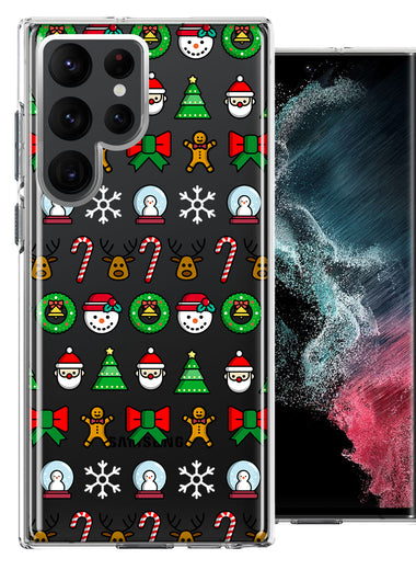 Samsung Galaxy S22 Ultra Classic Christmas Polka Dots Santa Snowman Reindeer Candy Cane Design Double Layer Phone Case Cover