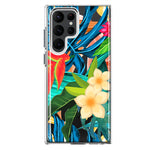 Samsung Galaxy S22 Ultra Blue Monstera Pothos Tropical Floral Summer Flowers Hybrid Protective Phone Case Cover
