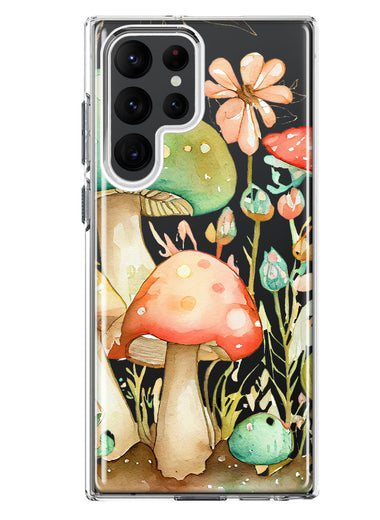Samsung Galaxy S23 Ultra Fairytale Watercolor Mushrooms Pastel Spring Flowers Floral Hybrid Protective Phone Case Cover