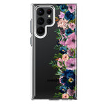 Samsung Galaxy S22 Ultra Navy Blue Summer Watercolor Floral Classic Purple Flowers Hybrid Protective Phone Case Cover