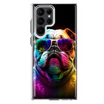 Samsung Galaxy S23 Ultra Neon Rainbow Glow Bulldog Hybrid Protective Phone Case Cover