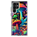 Samsung Galaxy S23 Ultra Neon Rainbow Psychedelic Indie Hippie Mushrooms Hybrid Protective Phone Case Cover