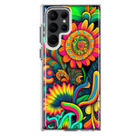 Samsung Galaxy S23 Ultra Neon Rainbow Psychedelic Indie Hippie Sunflowers Hybrid Protective Phone Case Cover