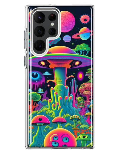 Samsung Galaxy S22 Ultra Neon Rainbow Psychedelic UFO Alien Planet Hybrid Protective Phone Case Cover