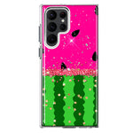 Samsung Galaxy S22 Ultra Summer Watermelon Sugar Vacation Tropical Fruit Pink Green Hybrid Protective Phone Case Cover