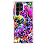 Samsung Galaxy S22 Ultra Vibrant Pink Purple Tie Dye Summer Leopard Swirl Rainbow Hybrid Protective Phone Case Cover