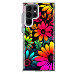Samsung Galaxy S23 Ultra Neon Rainbow Glow Colorful Abstract Flowers Floral Hybrid Protective Phone Case Cover
