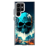 Samsung Galaxy S22 Ultra Blue Apocalypse Cyberpunk Skull Feather Double Layer Phone Case Cover