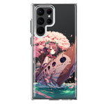 Samsung Galaxy S23 Ultra Kawaii Manga Pink Cherry Blossom Japanese Girl Boat Hybrid Protective Phone Case Cover