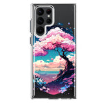 Samsung Galaxy S22 Ultra Kawaii Manga Pink Cherry Blossom Japanese Sky Floral Ocean Hybrid Protective Phone Case Cover
