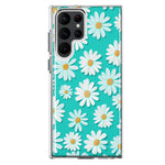 Samsung Galaxy S22 Ultra Turquoise Teal White Daisies Cute Daisy Polka Dots Double Layer Phone Case Cover