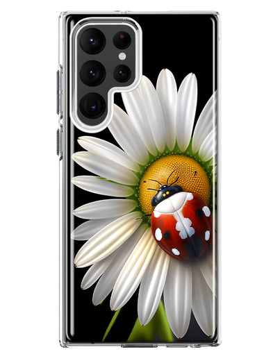 Samsung Galaxy S22 Ultra Cute White Daisy Red Ladybug Double Layer Phone Case Cover