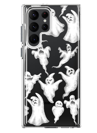 Samsung Galaxy S22 Ultra Cute Halloween Spooky Floating Ghosts Horror Scary Hybrid Protective Phone Case Cover