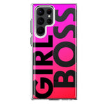 Samsung Galaxy S23 Ultra Pink Clear Funny Text Quote Girl Boss Hybrid Protective Phone Case Cover