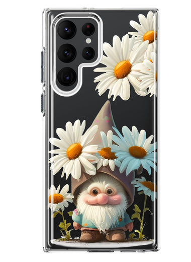 Samsung Galaxy S23 Ultra Cute Gnome White Daisy Flowers Floral Hybrid Protective Phone Case Cover