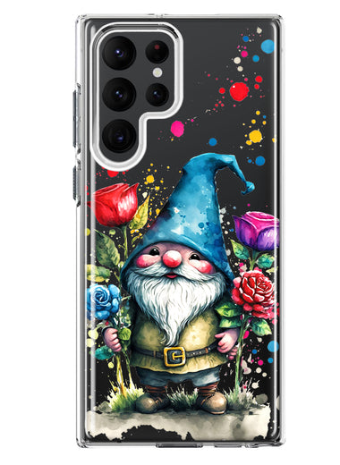 Samsung Galaxy S22 Ultra Gnome Red Purple Blue Roses Garden Hybrid Protective Phone Case Cover