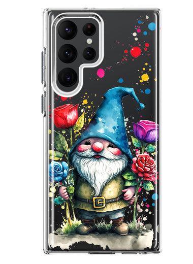 Samsung Galaxy S23 Ultra Gnome Red Purple Blue Roses Garden Hybrid Protective Phone Case Cover