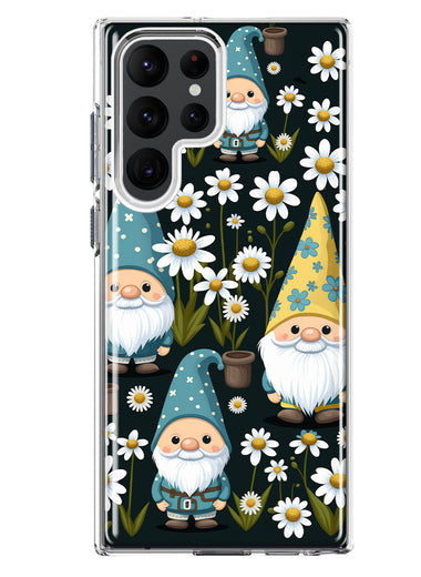 Samsung Galaxy S22 Ultra Cute White Daisies Gnomes Flowers Floral Double Layer Phone Case Cover
