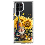 Samsung Galaxy S23 Ultra Cute Gnome Sunflowers Clear Hybrid Protective Phone Case Cover