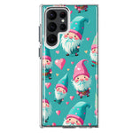 Samsung Galaxy S22 Ultra Turquoise Pink Hearts Gnomes Hybrid Protective Phone Case Cover