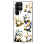 Samsung Galaxy S22 Ultra Cute White Blue Daisies Gnomes Hybrid Protective Phone Case Cover