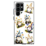 Samsung Galaxy S23 Ultra Cute White Blue Daisies Gnomes Hybrid Protective Phone Case Cover