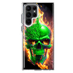 Samsung Galaxy S22 Ultra Green Flaming Skull Burning Fire Double Layer Phone Case Cover
