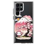 Samsung Galaxy S22 Ultra Kawaii Manga Pink Cherry Blossom Fuji Mountain Mochi Girl Hybrid Protective Phone Case Cover