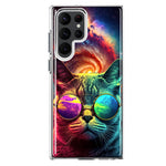 Samsung Galaxy S23 Ultra Neon Rainbow Galaxy Cat Hybrid Protective Phone Case Cover