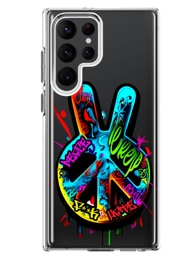 Samsung Galaxy S22 Ultra Peace Graffiti Painting Art Hybrid Protective Phone Case Cover