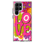 Samsung Galaxy S22 Ultra Pink Daisy Love Graffiti Painting Art Hybrid Protective Phone Case Cover