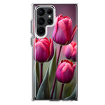 Samsung Galaxy S22 Ultra Pink Tulip Flowers Floral Hybrid Protective Phone Case Cover