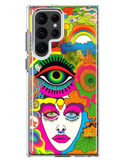 Samsung Galaxy S23 Ultra Neon Rainbow Psychedelic Trippy Hippie DaydreamHybrid Protective Phone Case Cover