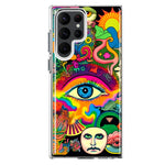 Samsung Galaxy S22 Ultra Neon Rainbow Psychedelic Trippy Hippie Multiple Eyes Hybrid Protective Phone Case Cover