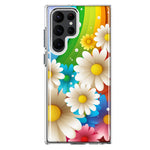 Samsung Galaxy S22 Ultra Colorful Rainbow Daisies Blue Pink White Green Double Layer Phone Case Cover