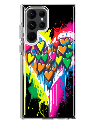 Samsung Galaxy S22 Ultra Colorful Rainbow Hearts Love Graffiti Painting Hybrid Protective Phone Case Cover