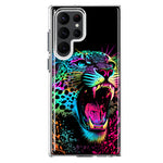 Samsung Galaxy S23 Ultra Neon Rainbow Glow Colorful Leopard Hybrid Protective Phone Case Cover