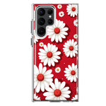 Samsung Galaxy S22 Ultra Cute White Red Daisies Polkadots Double Layer Phone Case Cover