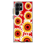 Samsung Galaxy S22 Ultra Yellow Sunflowers Polkadot on Red Double Layer Phone Case Cover