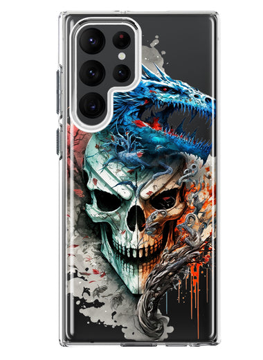 Samsung Galaxy S23 Ultra Fantasy Blue Dragon Dream Skull Double Layer Phone Case Cover