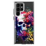 Samsung Galaxy S23 Ultra Fantasy Skull Red Purple Roses Hybrid Protective Phone Case Cover