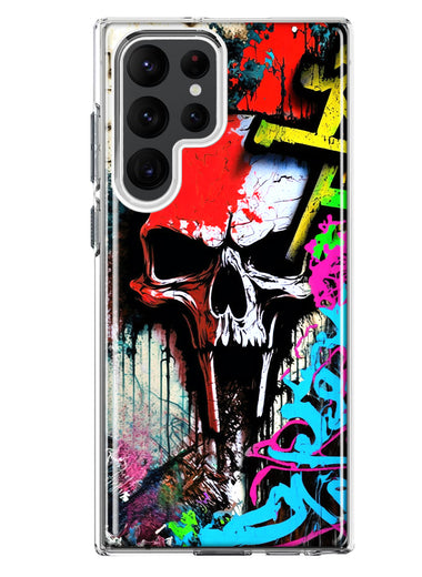 Samsung Galaxy S22 Ultra Skull Face Graffiti Painting Art Hybrid Protective Phone Case Cover