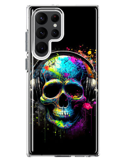 Samsung Galaxy S22 Ultra Fantasy Skull Headphone Colorful Pop Art Hybrid Protective Phone Case Cover