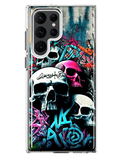 Samsung Galaxy S22 Ultra Skulls Graffiti Painting Art Hybrid Protective Phone Case Cover
