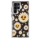 Samsung Galaxy S22 Ultra Cute Smiley Face White Daisies Double Layer Phone Case Cover