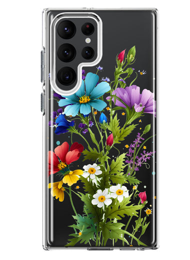 Samsung Galaxy S22 Ultra Purple Yellow Red Spring Flowers Floral Hybrid Protective Phone Case Cover
