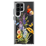 Samsung Galaxy S23 Ultra Yellow Purple Spring Flowers Butterflies Floral Hybrid Protective Phone Case Cover