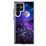 Samsung Galaxy S22 Ultra Spring Moon Night Lavender Flowers Floral Hybrid Protective Phone Case Cover